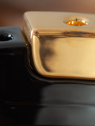 Menokiah Premium </BR> Black With Gold </BR> Contemporary Menorah