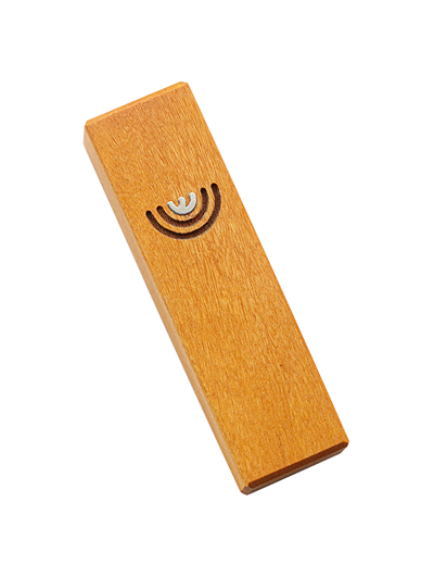 Mezuzah with menorah </br> small yellow