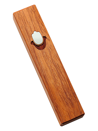 Mezuzah with Chamsa </br> medium red