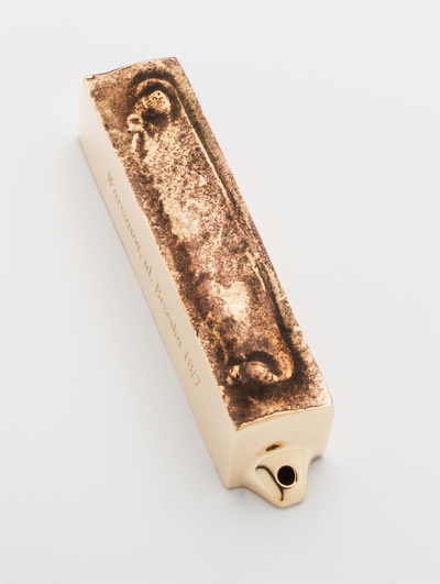 warsaw bronze mezuzah case mezuzah trace mi polin judaica created by aleksander prugar and helena czernek. Mezuzah from this home