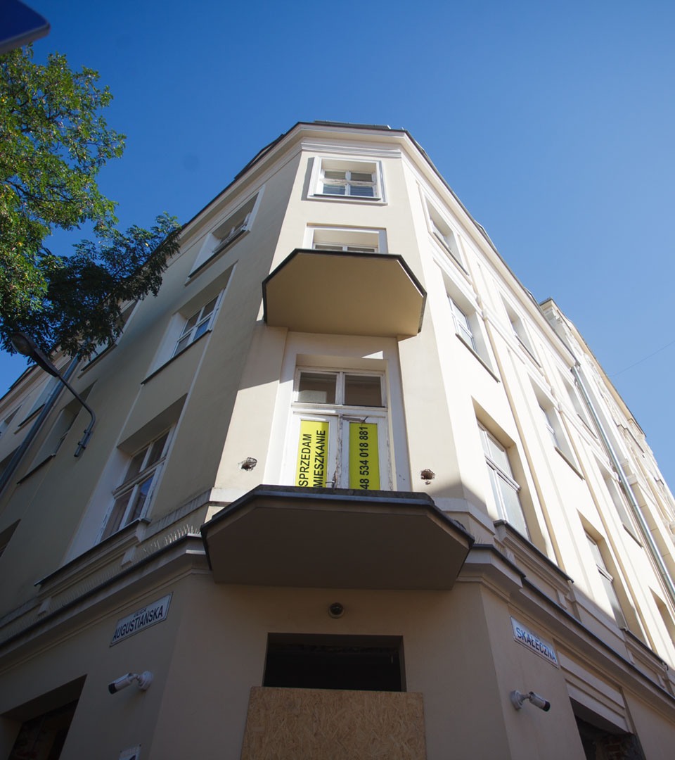 An old tenement house in Krakow, where traces of a mezuzah were found. Jews lived there. A mezuzah is a religious object in Judaism.