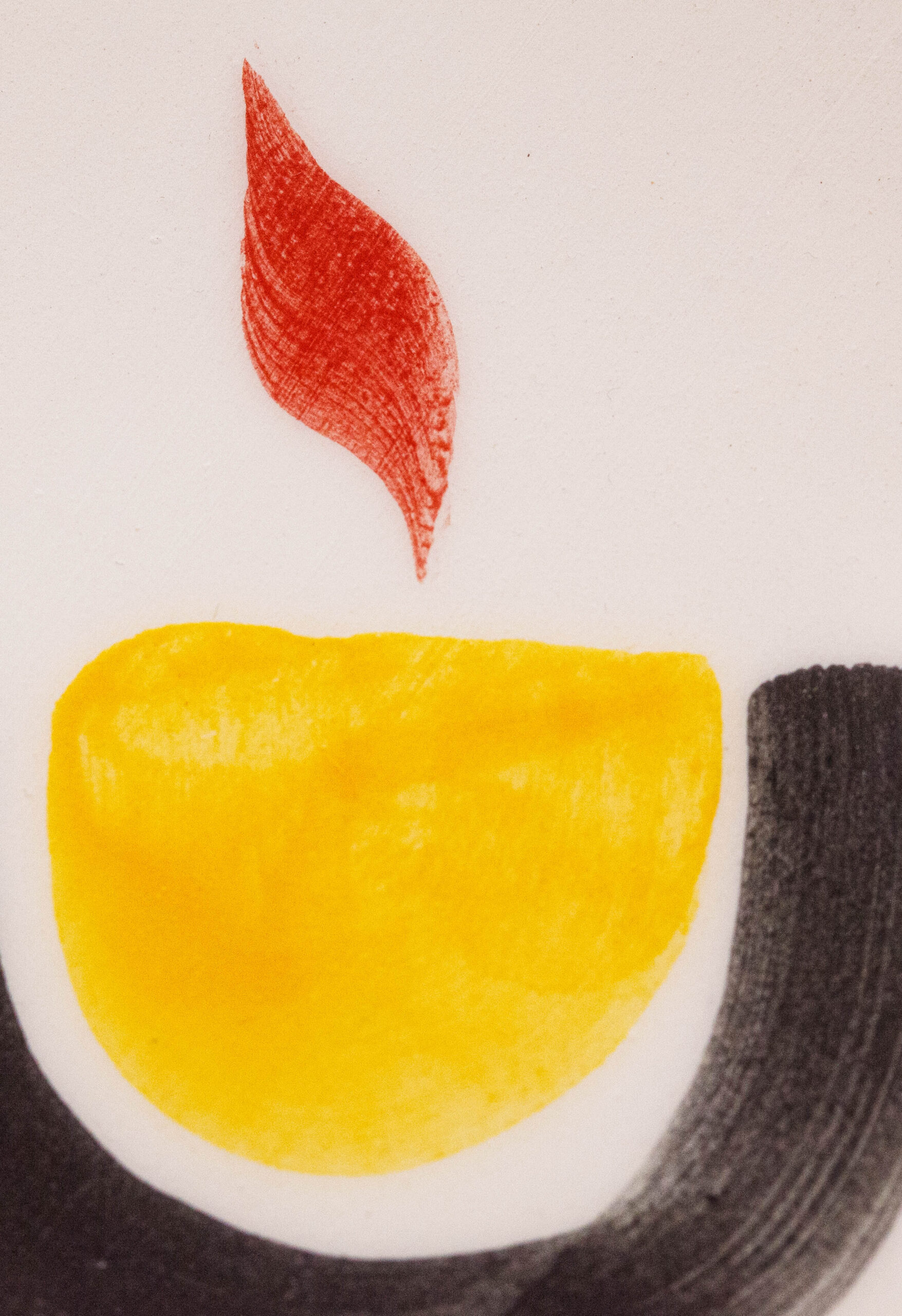 Menorah plate. The ceramic plate was treated as a painting. Menorah plate was hand-painted by Helena Czernek co-designer MI POLIN, who, together with Aleksander Prugar, developed the unique painting patterns. The plates painting are inspired by Polish graphic design of the 1960s and 1970s. This refers to the pottery factories of Włocławek and Tułowice. Made at MI POLIN and entirely manufactured in Poland.